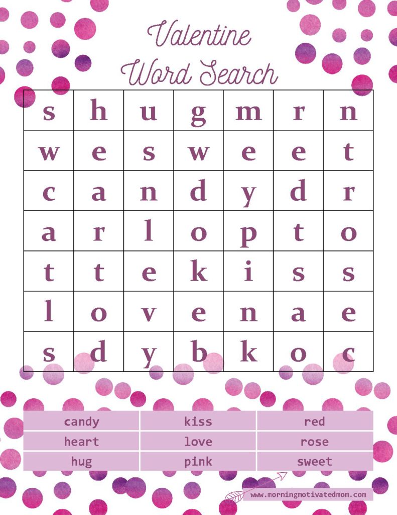 Valentine s Day Word Search Printables Morning Motivated Mom