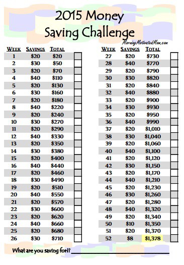 52 Week Money Saving Challenge - Spread It Out - Morning Motivated Mom