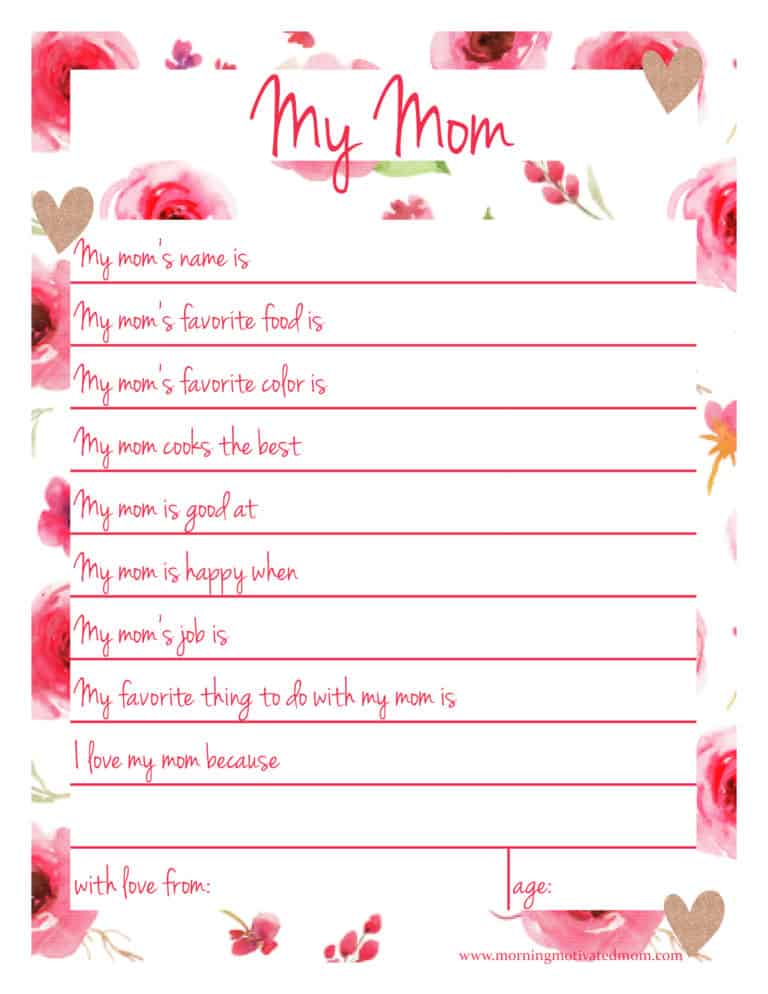 All About Mom Printable - Handmade Gift for Mom – Morning Motivated Mom